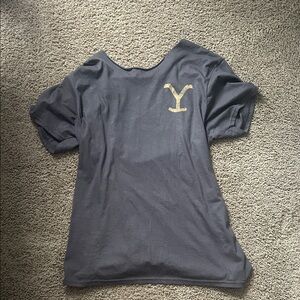 Men's Gray T-Shirt with Gold Logo
